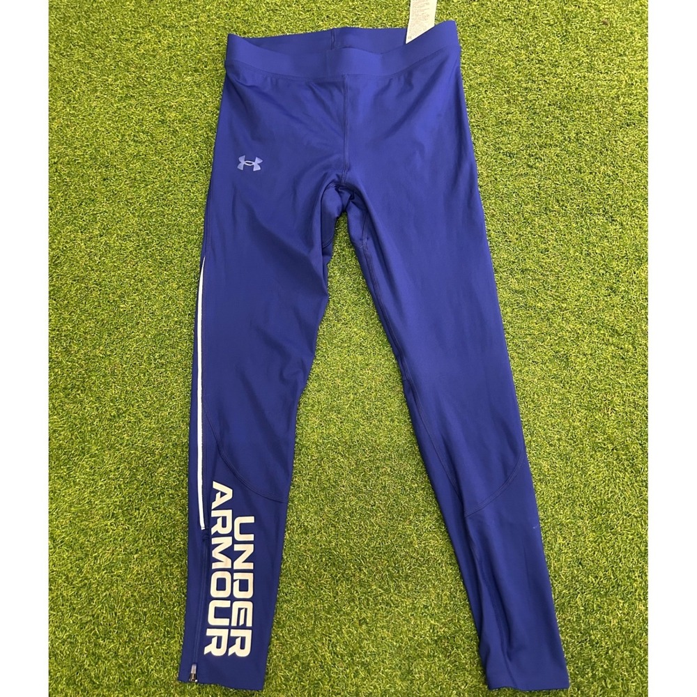 Under Armour ColdGear Compression Leggings Blue Mens Large Ankle Zip Training